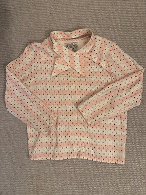 Ace & Jig Light Cream Textured Button Collar Top w/ Removable Lady Bow